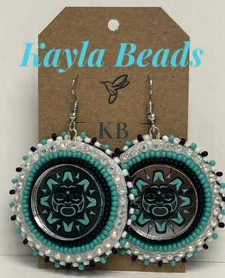 Large Beaded Cabochon Earring